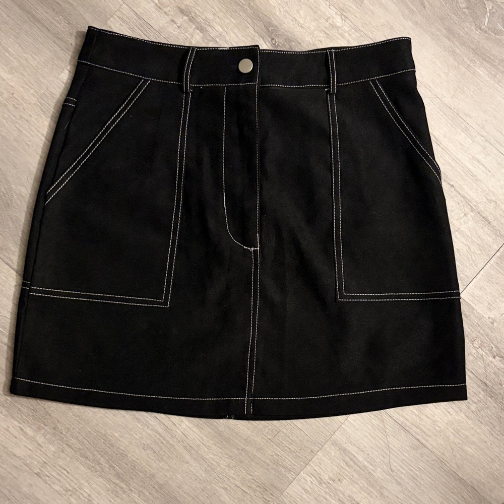 Black Mini Skirt with Contrast Stitching